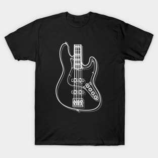 J-Style Bass Guitar Body Outline Dark Theme T-Shirt